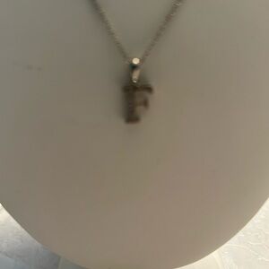 F letter necklace silver nickel lead safe 20 inches